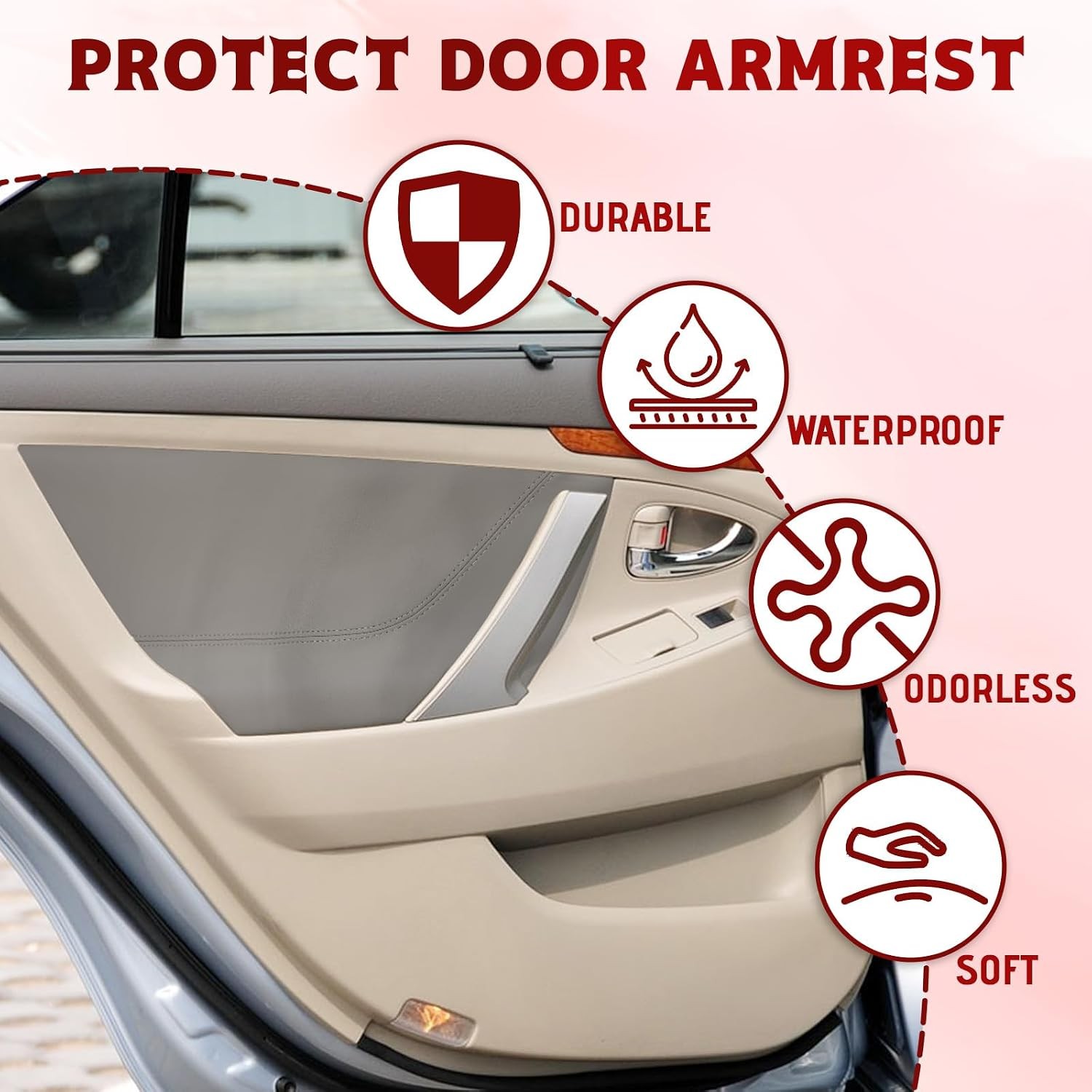 Compatible with Door Panels Armrest Cover for Toyota Camry 2007-2011 Leather Fro
