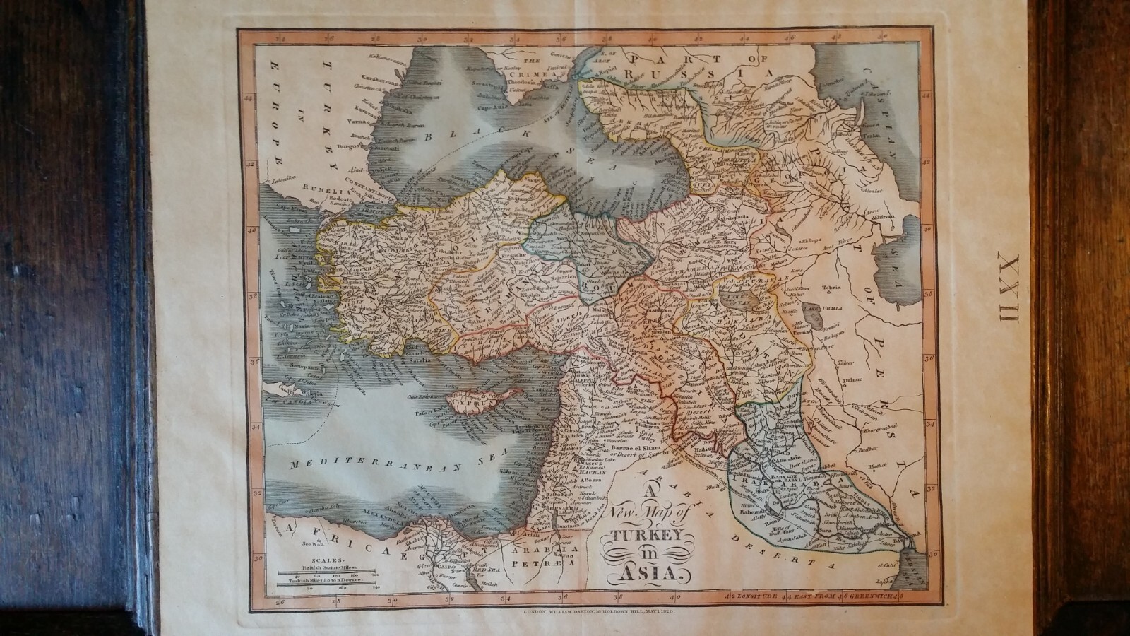 1820 ANTIQUE COPPER PLATE MAP TURKEY IN ASIA – WILLIAM DARTON – OTTOMAN EMPIRE