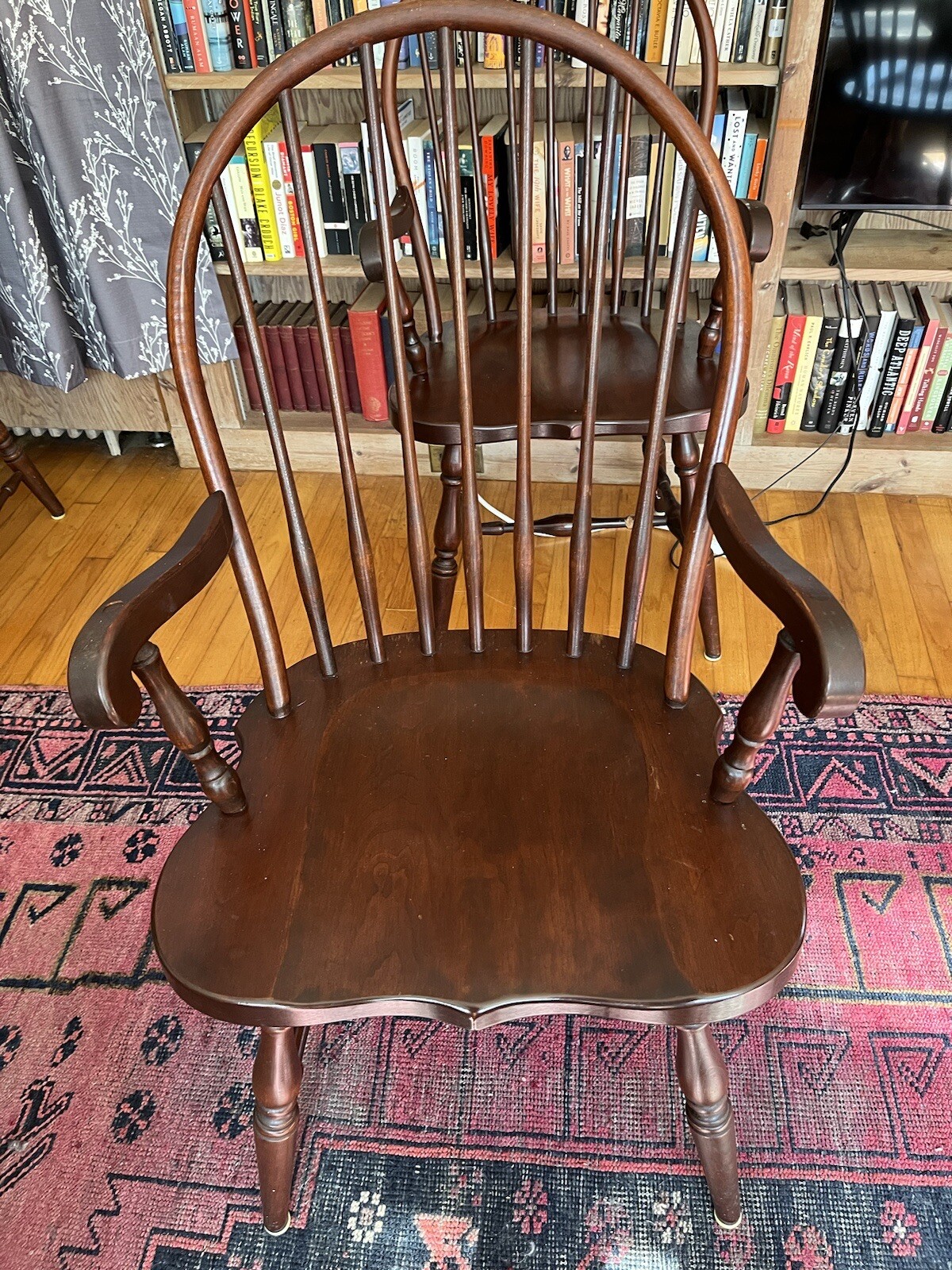 D.R. Dimes Cherry Dining Table and Seely Windsor Chair Dining Set : Vintage