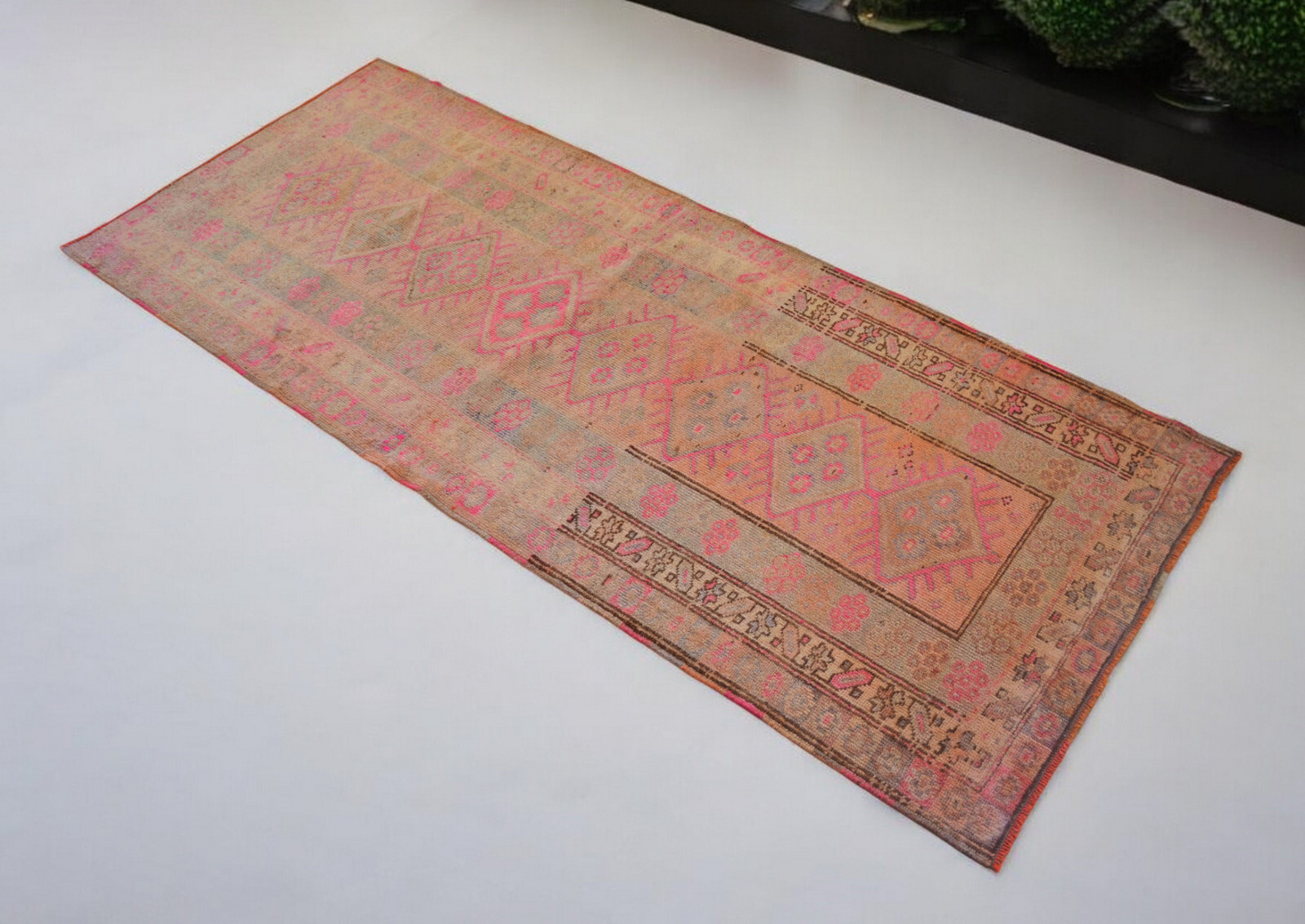 3×8 ft Antique Turkish Rug Hand made Natural Dyes Short Runner act 3.3 x 7.9 ft