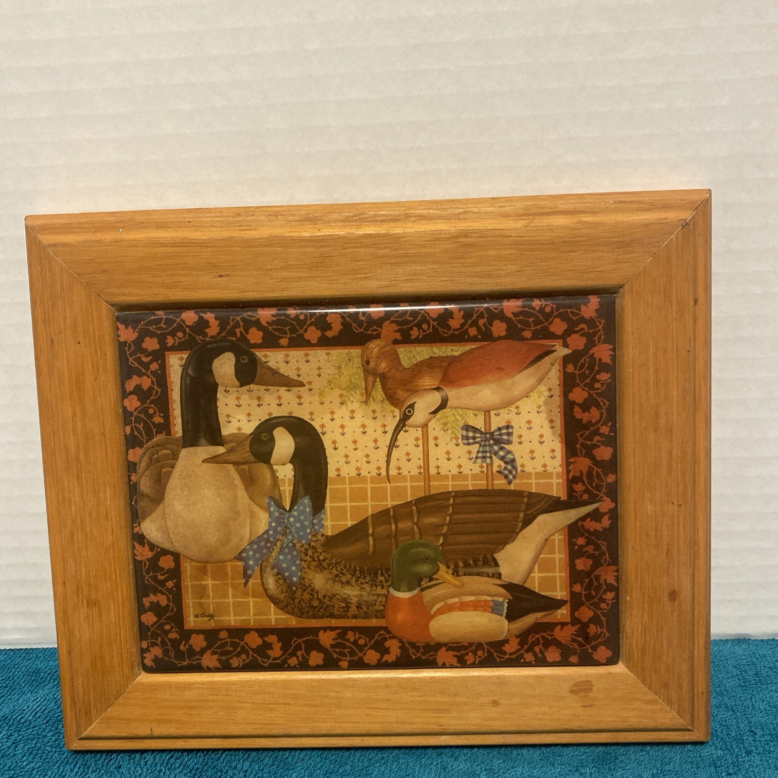 Vintage Georgina’s Country Creations Tile Wood Art Charles Wysocki Duck Themed