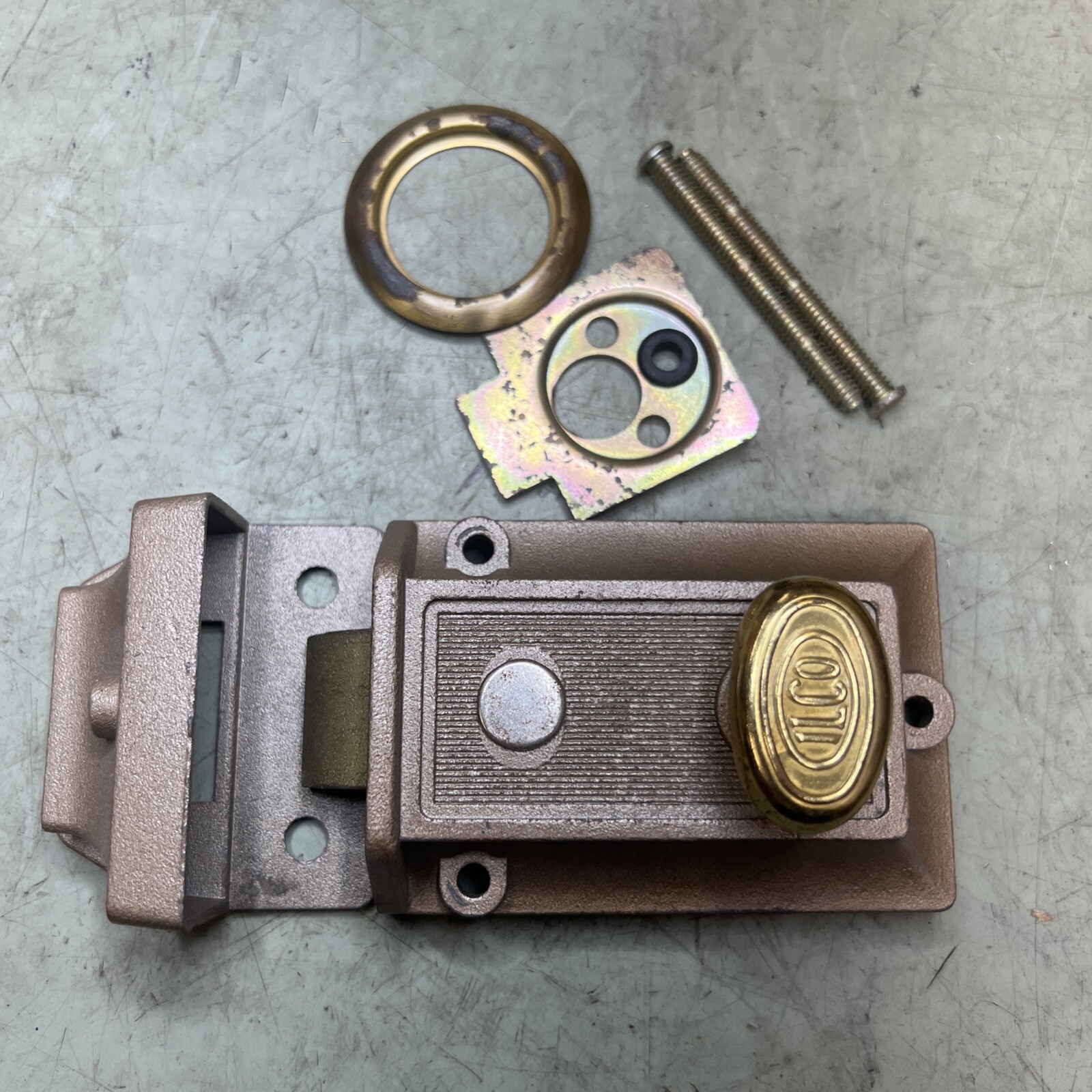Vintage ILCO Surface Rim Night Latch No Lock Art Deco Style