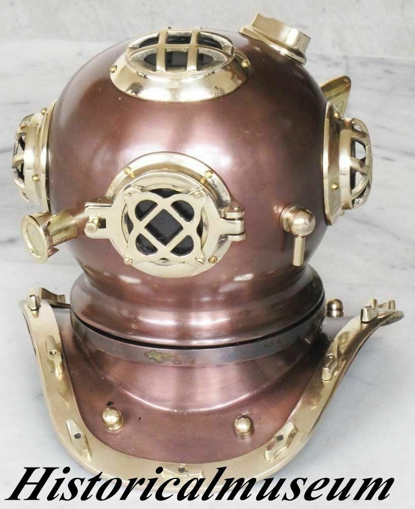 7″Inch Deep Mark V Copper Mini U.S Navy Diving Divers Helmet Brass Iron Scuba