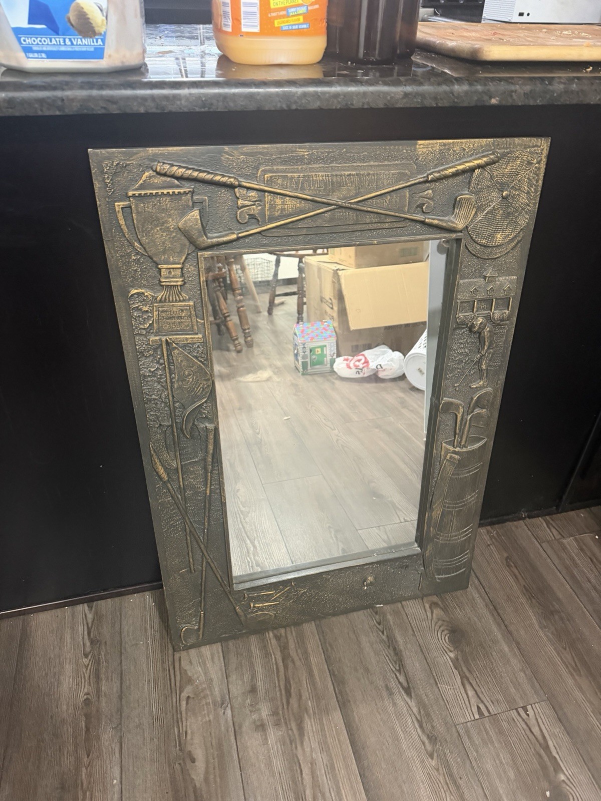 Vintage Turner Golf Wall Mirror Mid-Century Bronze Finish Golf 33.5” x 23.5” MCM