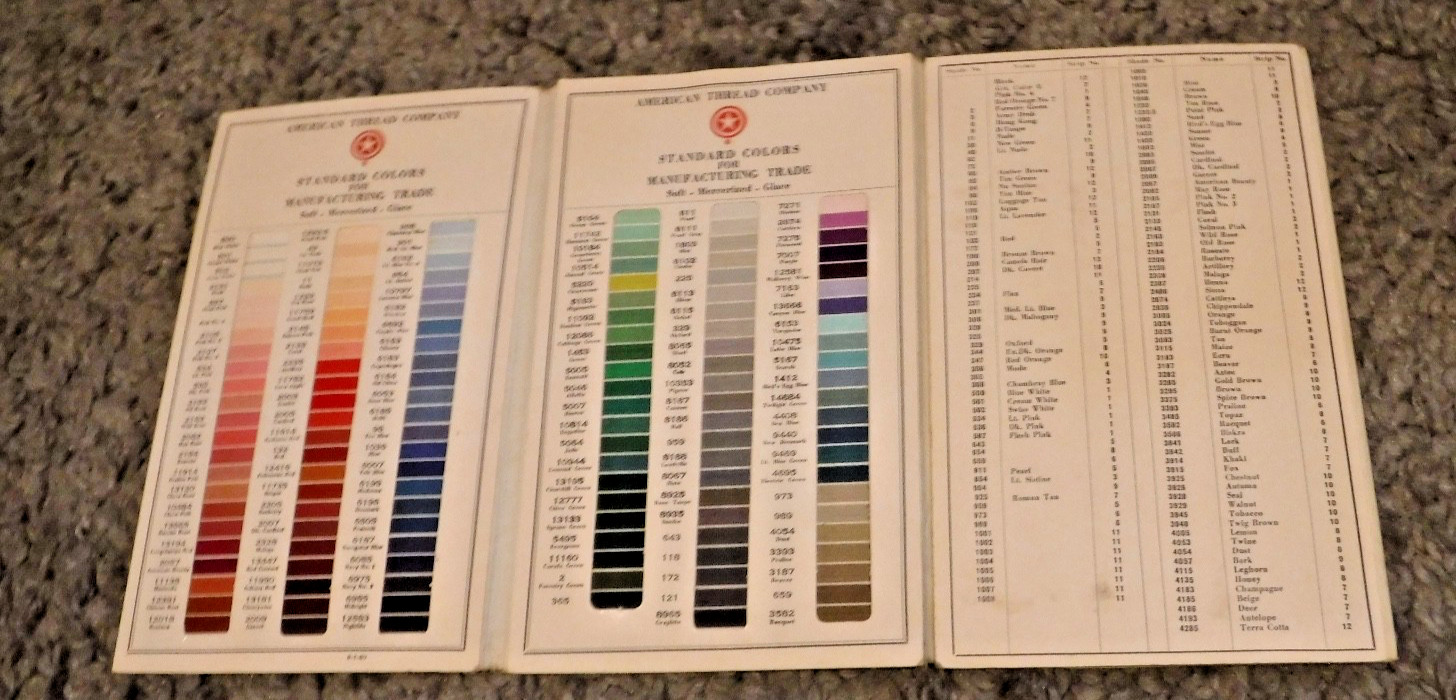 AMERICAN THREAD CO STANDARD COLOR FOR MANUFACTURING TRADE BOOK OF COLORS NO 10