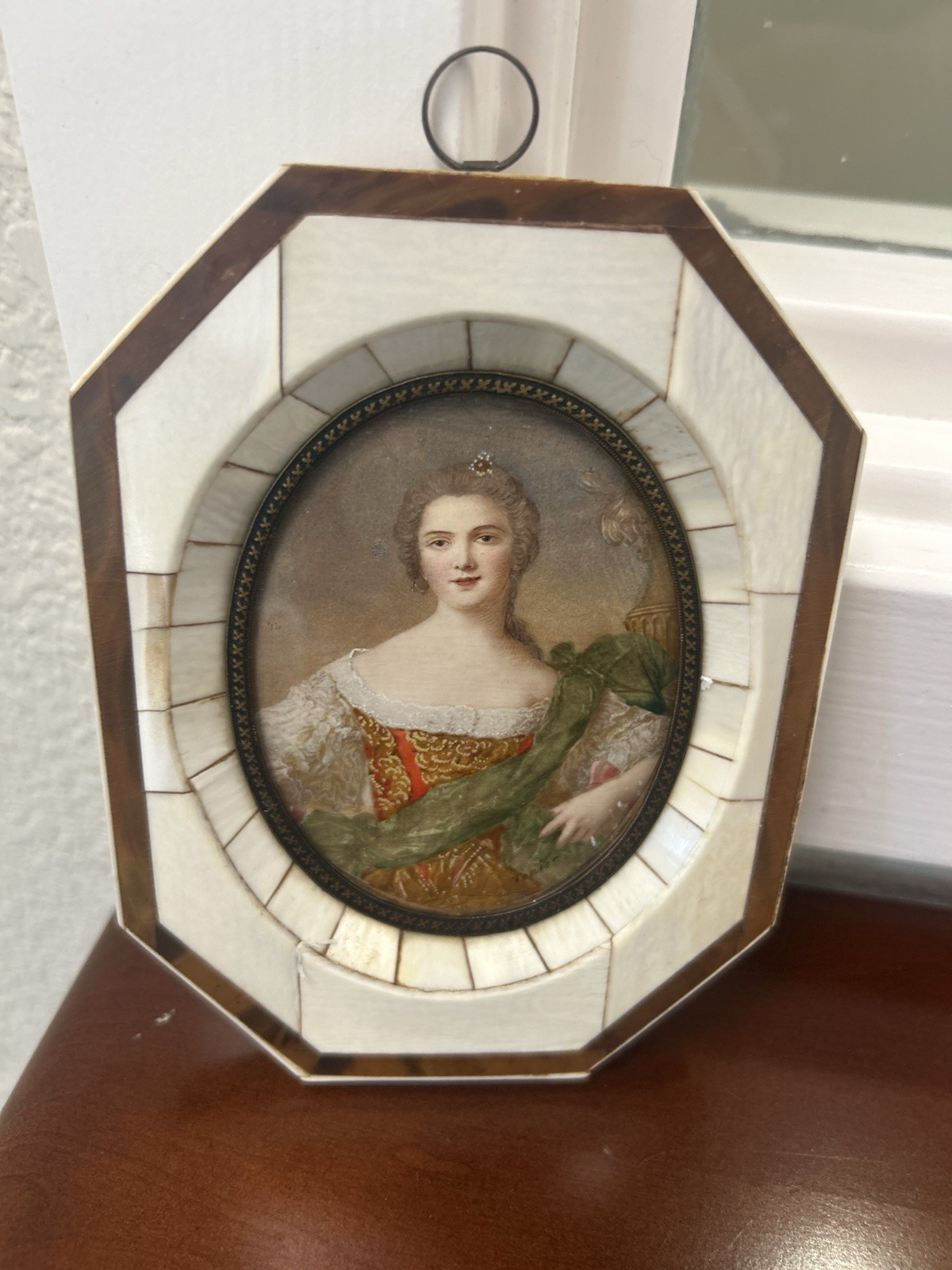 Antique Victorian Era 1800’s Octagonal Framed Royal Lady Mini Portrait
