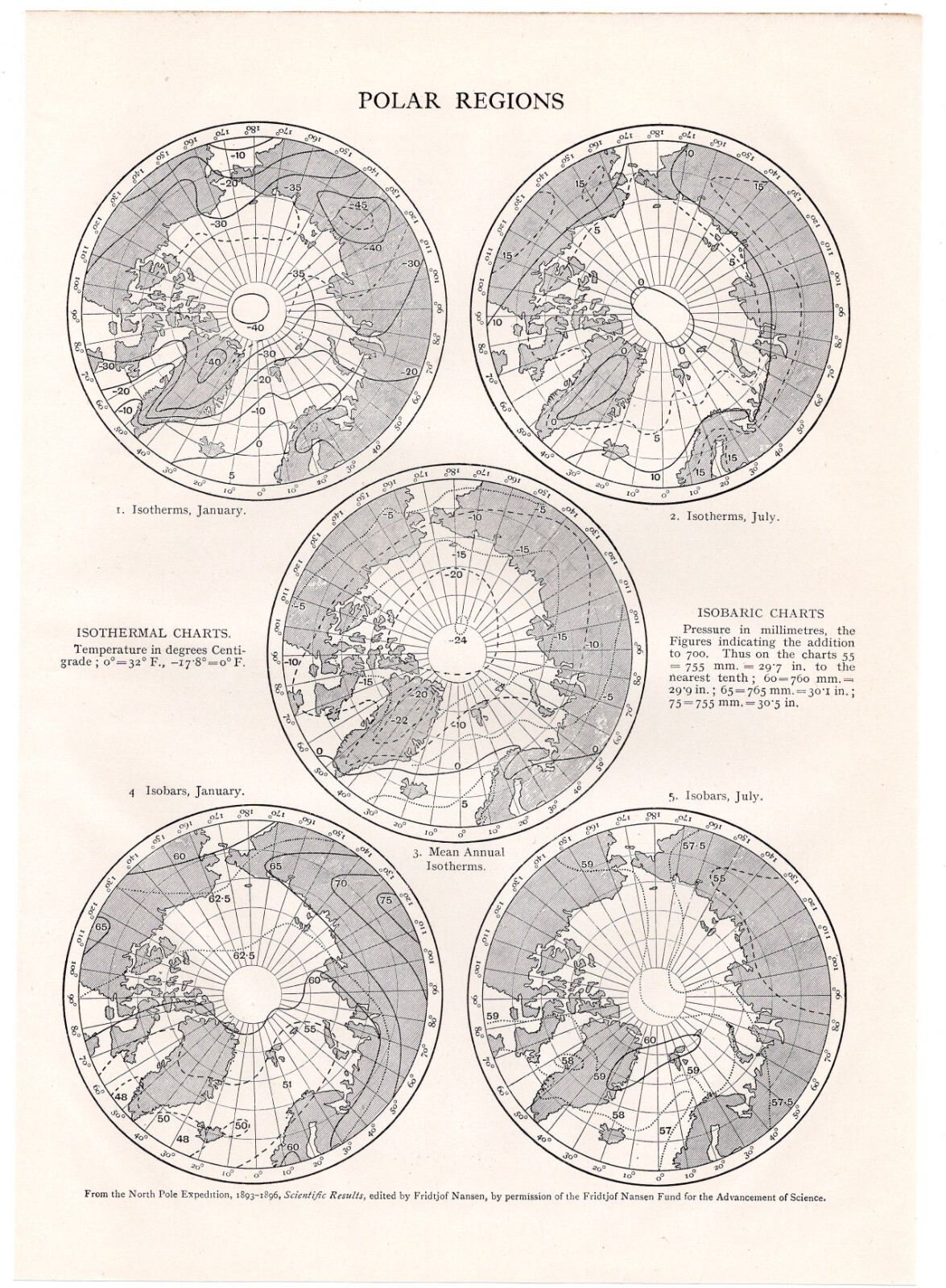 CLIMATE MAPS – Isothermal Charts Emery Walker 1911 Original Antique Map