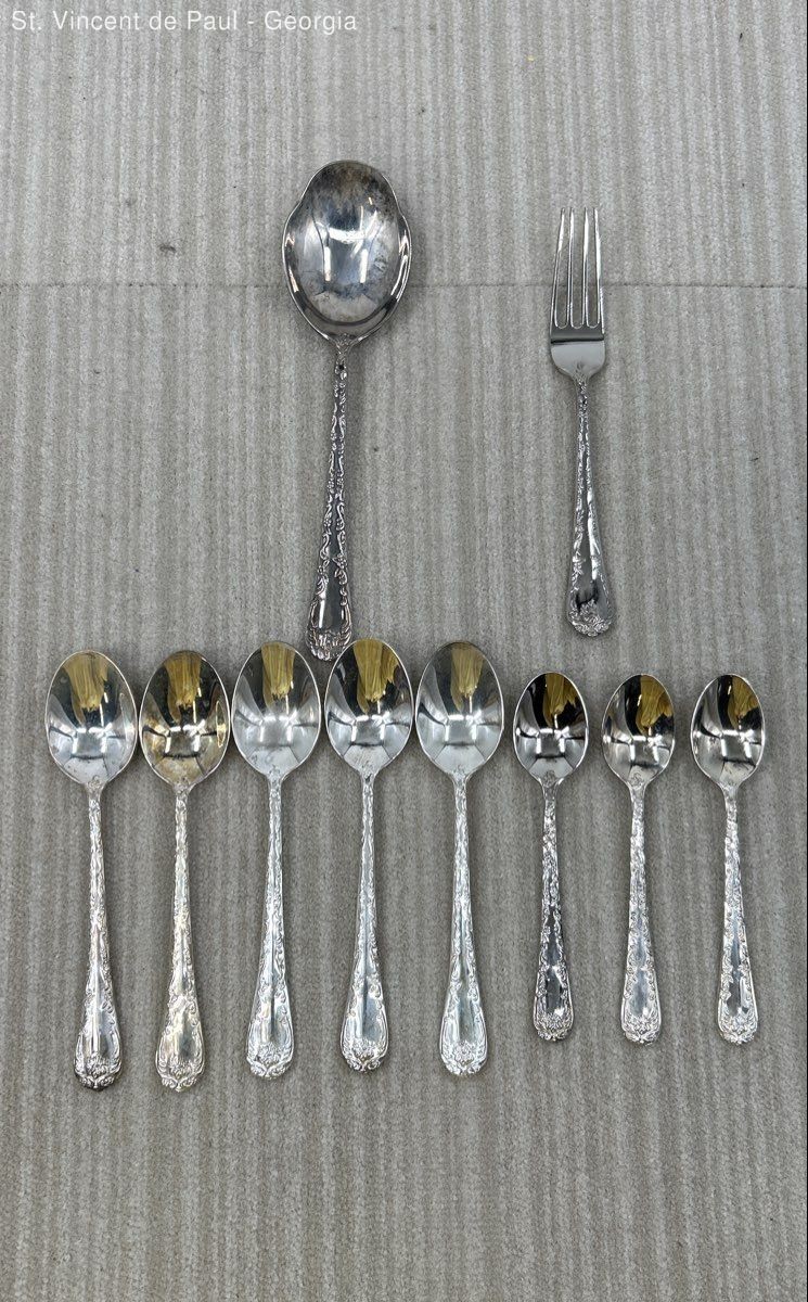VTG WM Rogers & Son Flatware Silver Plated 10 Pc. Enchanted Rose Set Great Cond.