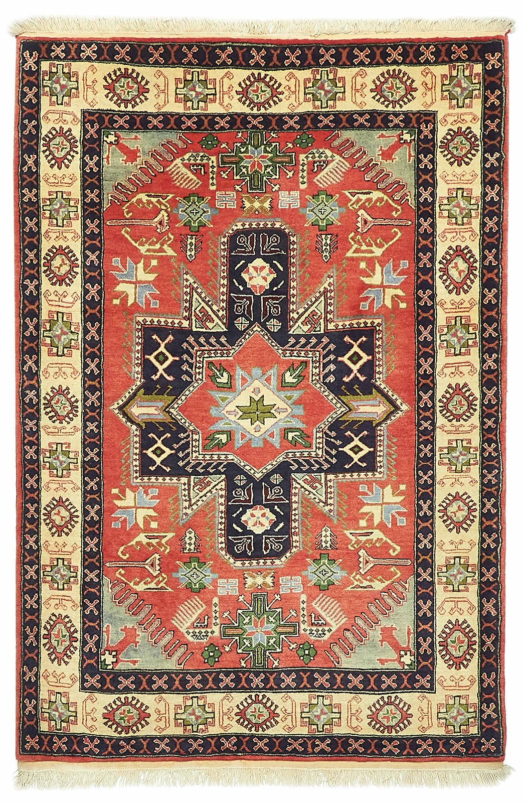 Vintage Hand-Knotted Area Rug 3’5″ x 5’0″ Traditional Oriental Wool Carpet