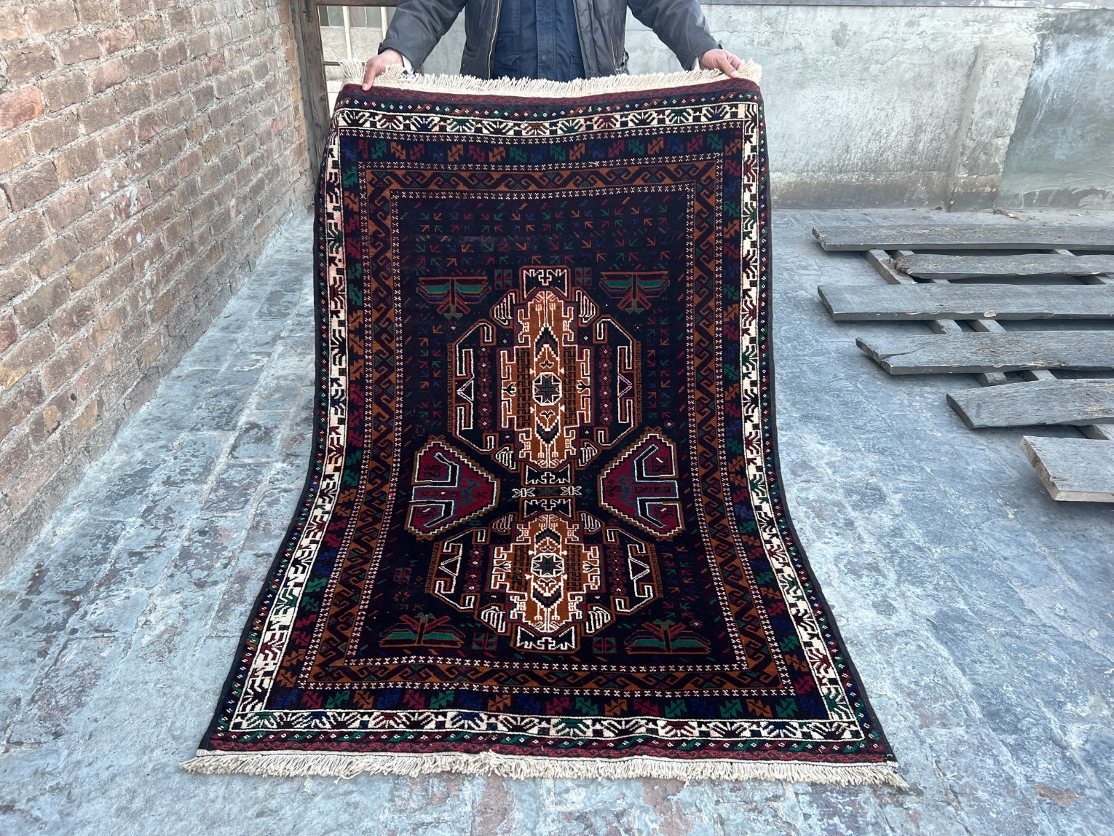 4×6’1 ft Vintage Afghan Soft Pile Oriental Geometric Area Nomadic Bedroom Rug