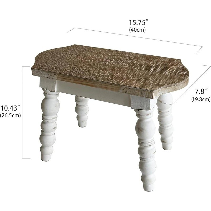 Antique Wood Step Stool Versatile Accent Furniture Easy Assembly Home Decor New