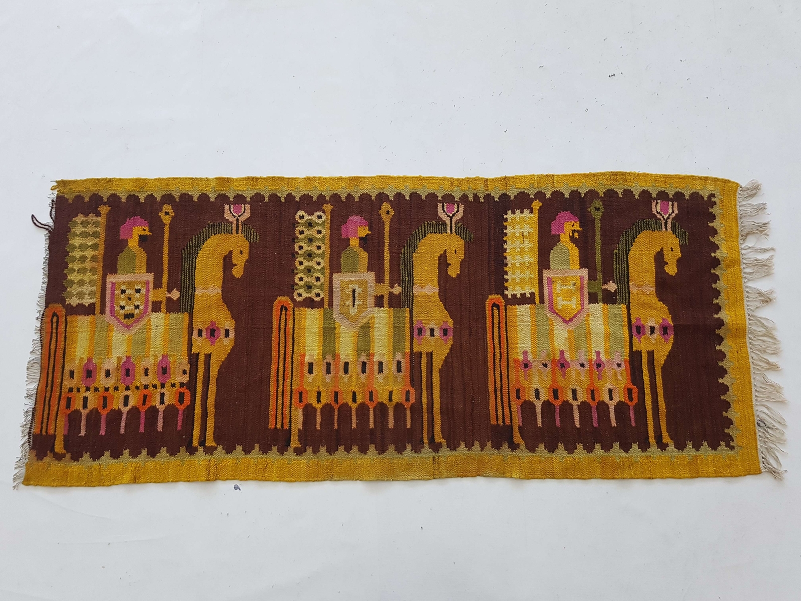 Vintage Hand Made European Pictorial Flat Weave Kilim 183x80cm