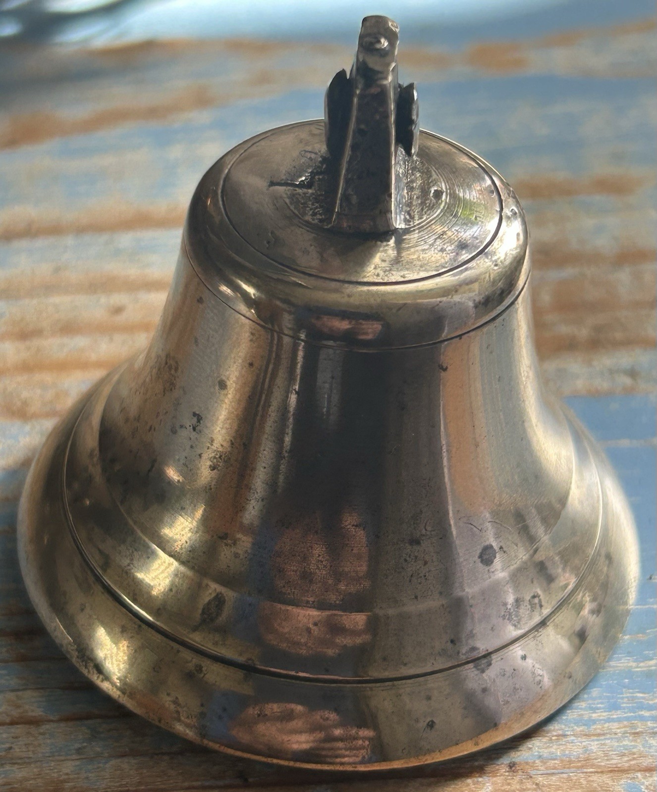 18th-early 19th Century. (#1) Solid Brass Bell W/iron Clapper. 2 Inches Tall.