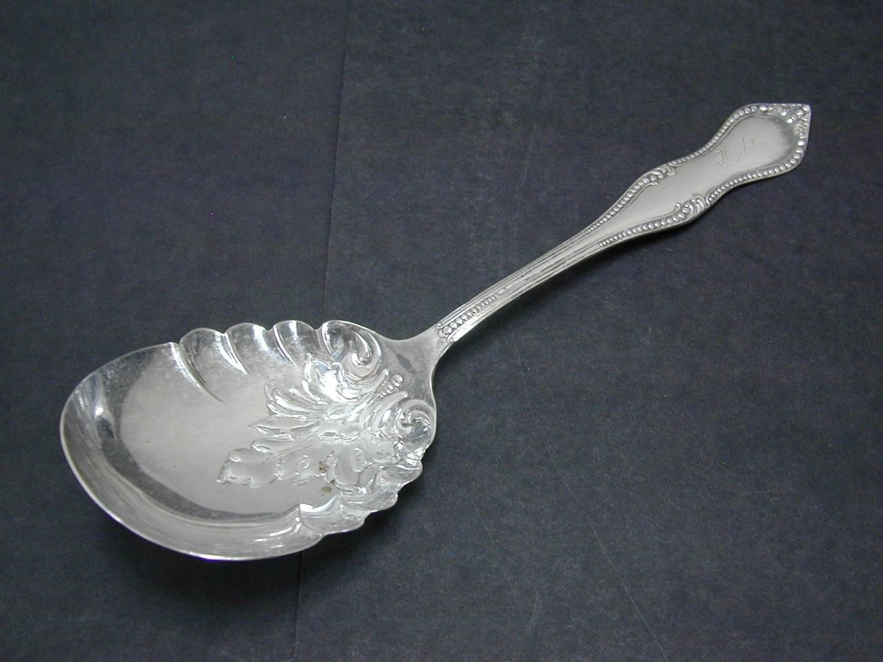 Niagara Falls Silver Co Beaded Silverplate 8 3/8” Serving Berry Casserole Spoon