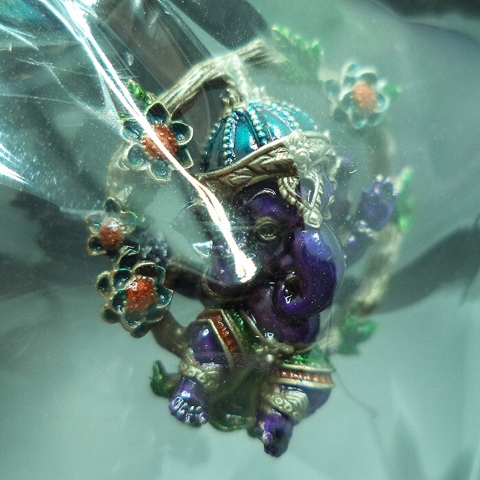 HINDU GOD GANESHA TINY V.1 BRONZE PURPLE RONGYA LP VIJIT THAI AMULET JEWELRY