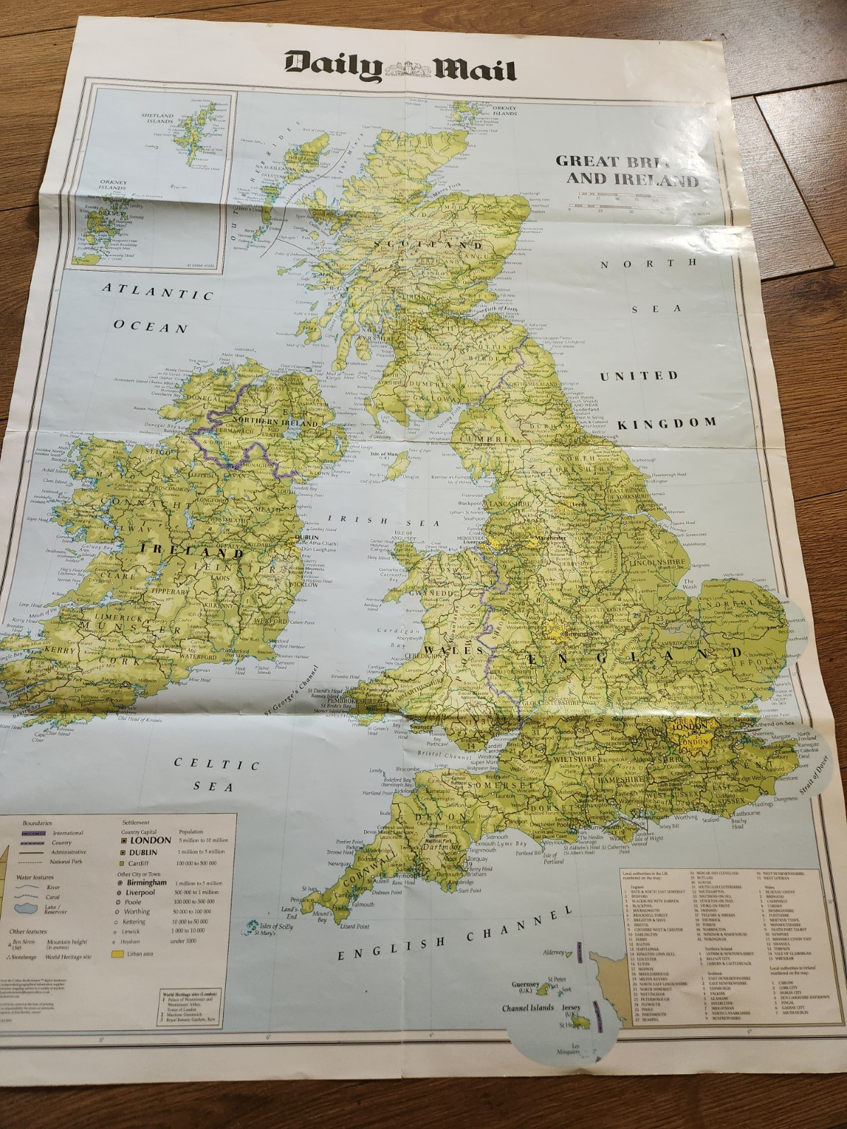 Harper Collins & Daily Mail Double-Sided Map of British Isles 1884 & 2016