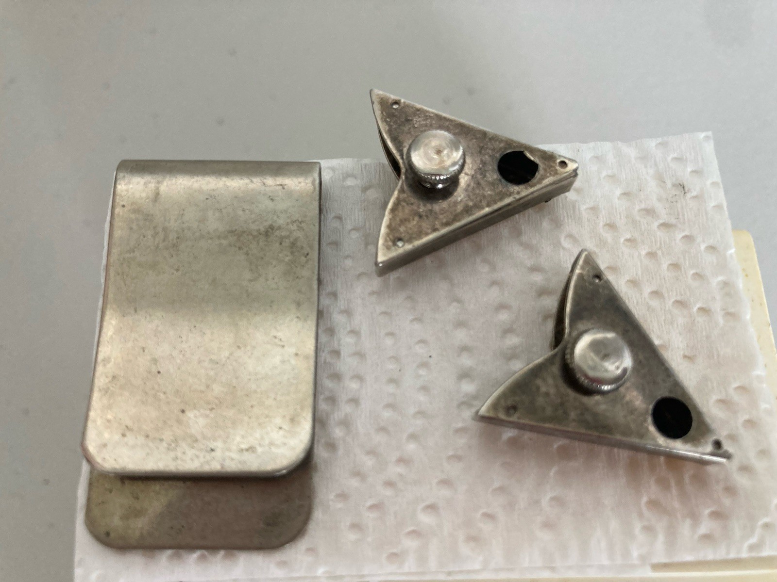 Western style Sterling Silver Collar Points and Coyote Money Clip Vintage