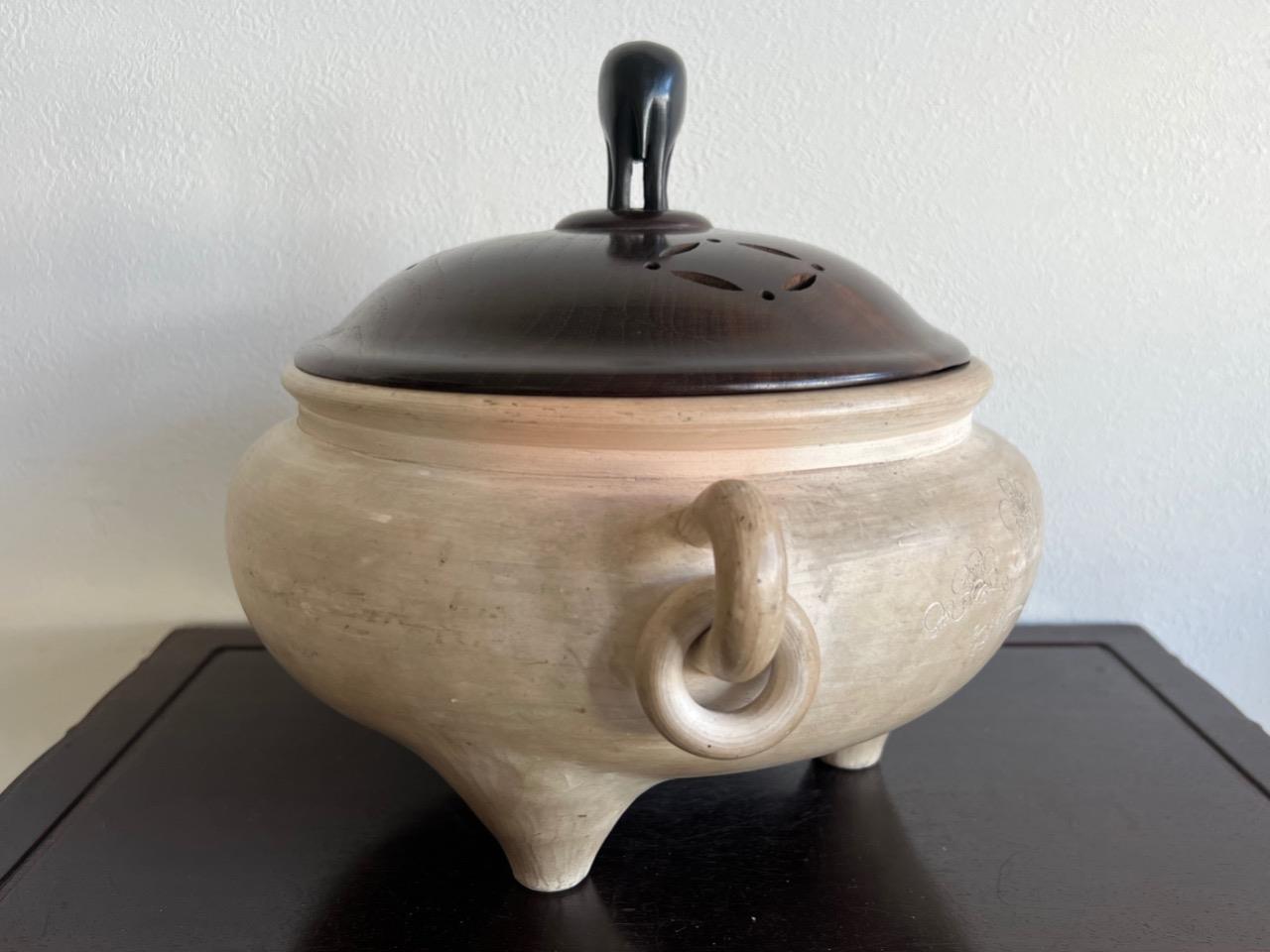 Chinese Qing Dynasty Clay Incense Burner / W 32[cm] / Plate Ming Censor Bowl Pot