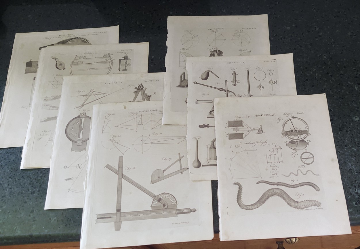 8 Prints / Book Plates 1st American Ed.. Encyclopedia Britannica (1798) Nautical