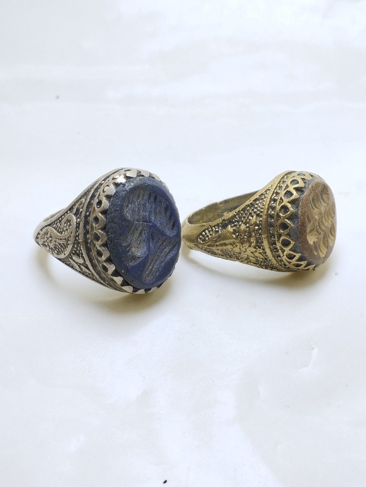 Ancient Roman Intaglio Agate Stone Solid Bronze Rare Ring Sizes 10.5 US & 11 US