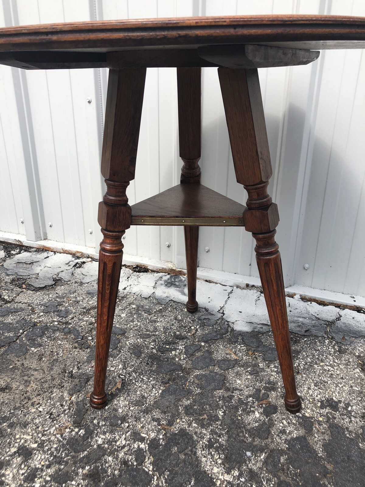 Unusual Antique Round Oak Plant Table 26 1/2” X 26 1/2”