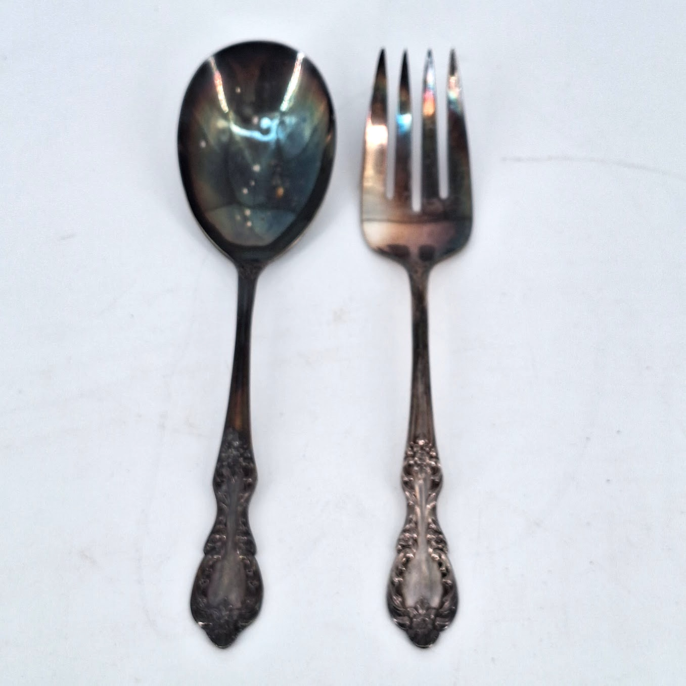 Vtg WM Rogers MFG Co Silverplate Large Serving Spoon And Meat Fork