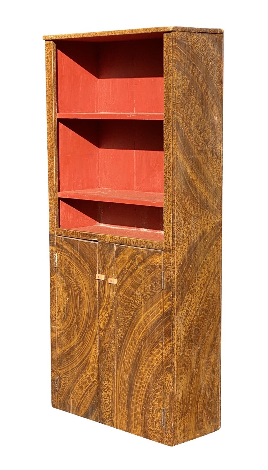 ANTIQUE NEW ENGLAND PAINTED PINE DOUBLE DOOR CABINET / CUPBOARD