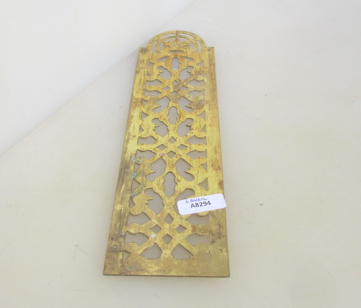 Victorian Brass Pierced Finger Plate Push Door Handle French Antique Old Vintage