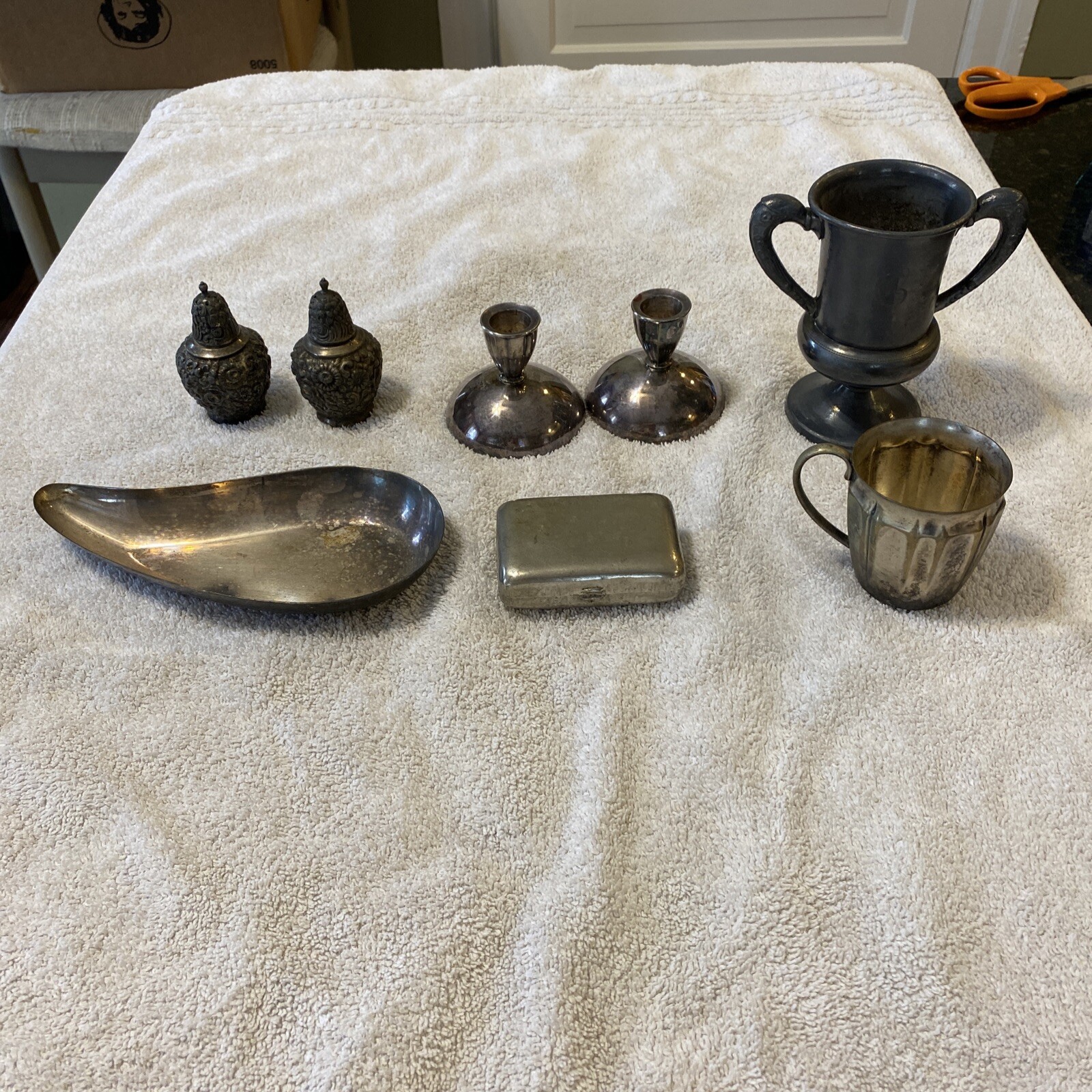 Vintage lot of Silver Plate: WB Salt & Pepper Shakers Barbour Silver Cup Onieda