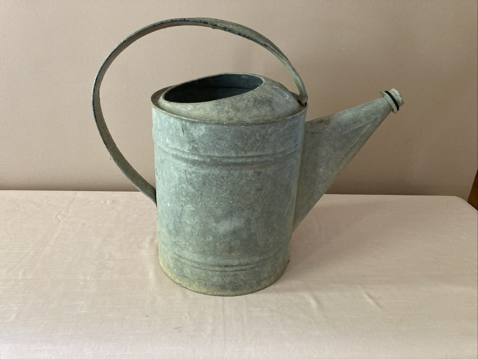 Vintage Galvanized Zinc Metal #10 WATERING CAN Missing Sprinkler Head No Leaks