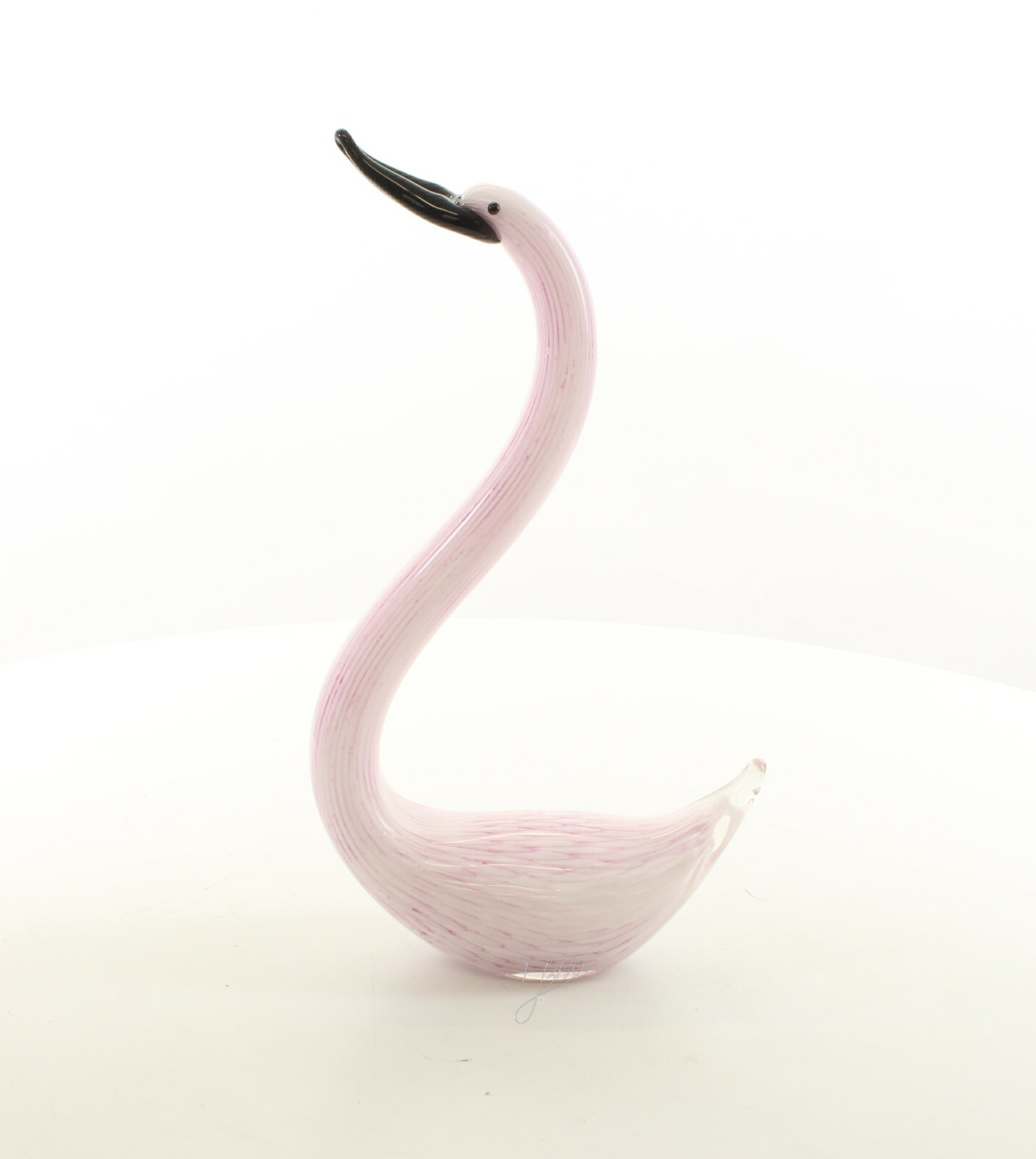 9973558-x Glas Figure White Pink Swan 11 3/8×3 1/2×9 13/16in