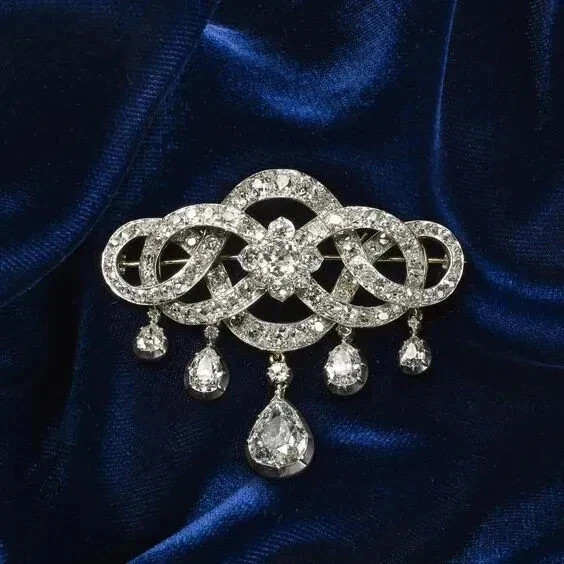 Classic14K White Gold Plated 3.00Ct Round Lab Created Diamond Wedding Brooch Pin