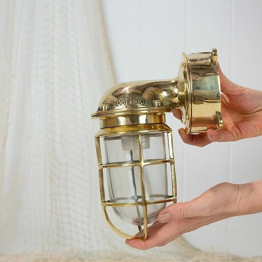 Solid Brass Nautical Bulkhead Wall Light Marine Ship Cage Lamp Vintage Style