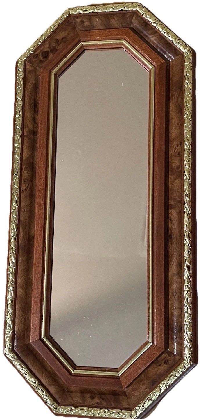 HOMCO mirror octagon Mcm Wood Gold Trim Mirrors 18.5″x8.5″ EUC VTG
