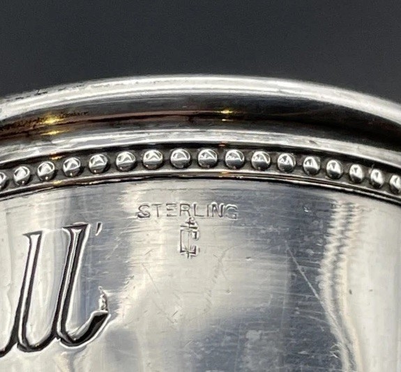 Thomae Co Sterling Silver “Only a Thimble full” Shot Glass No Monogram Barware