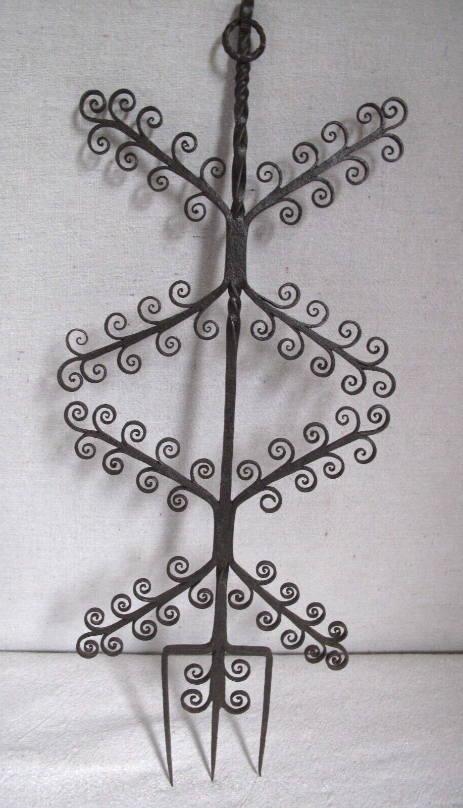 Antique Fancy Iron Kitchen 3 Prong Toasting Fork Spanish or French late 18th c.
