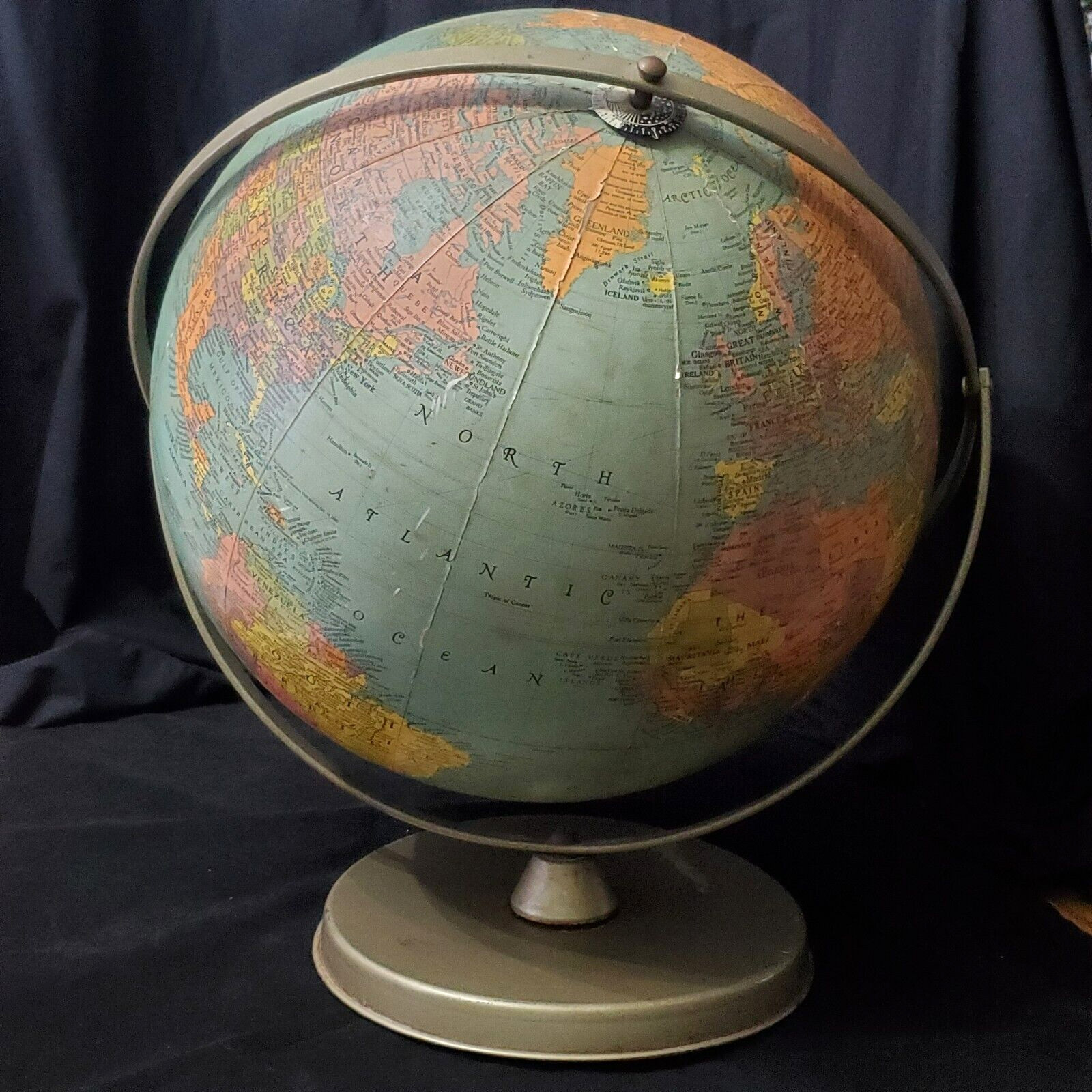 VINTAGE DENOYER-GEPPERT WORLD GLOBE MID CENTURY MODERN 16″