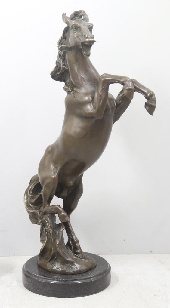 Rearing Horse Large Bronze Sculpture – 46cm High – Solid Marble Base