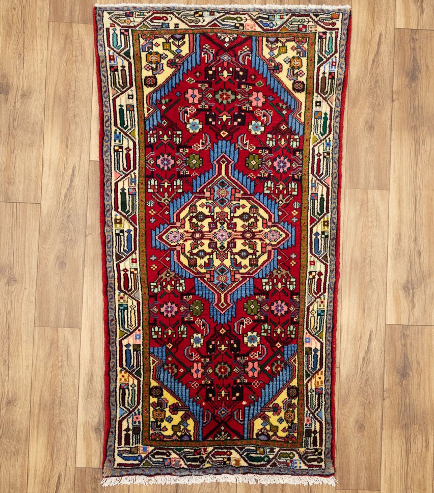 Vintage Tribal Geometric Oriental Rug Handmade Wool Small Entryway Carpet 3×5 Ft