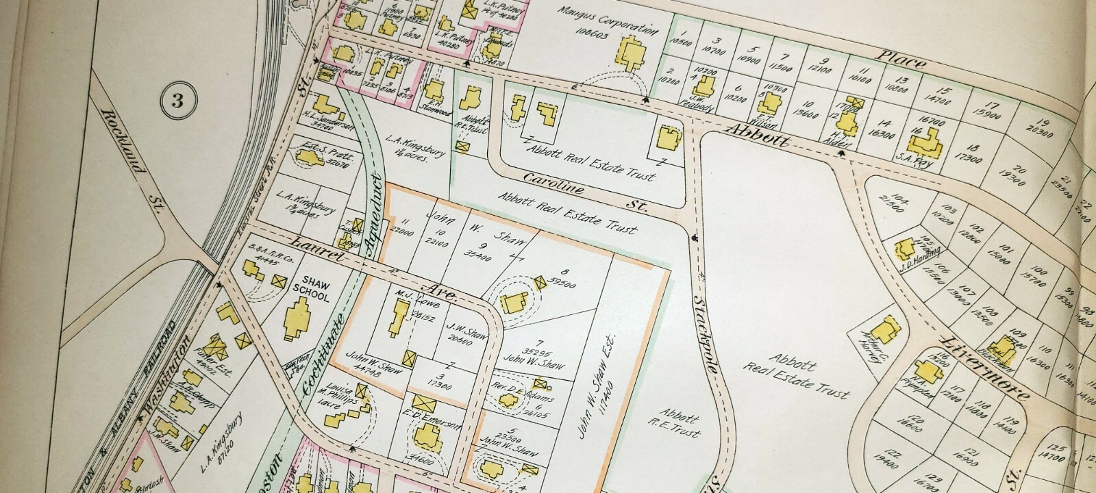 1897 WELLESLEY MA MAPLE PL-WELLESLEY AVE & ROCKLAND ST-EDWARDS TERRACE ATLAS MAP
