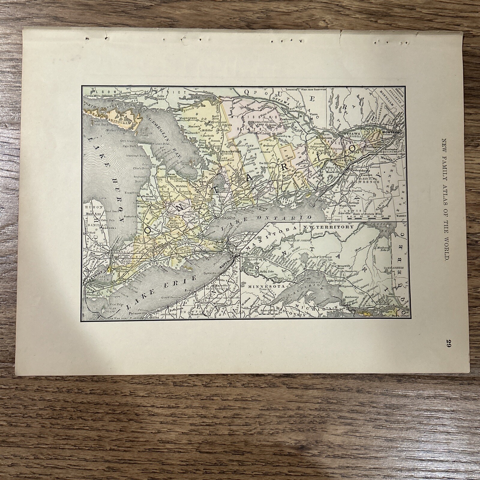 Antique Original 1889 Map Of Ontario Canada 14×11 Inches
