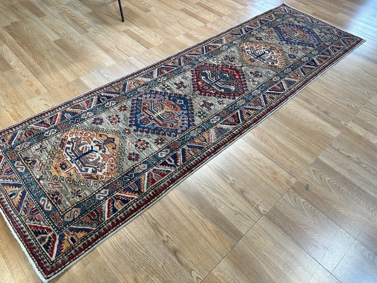 Amazing Afghan – Super Kazak Rug – Tribal Oriental Runner – 2.7 x 8.6 ft.