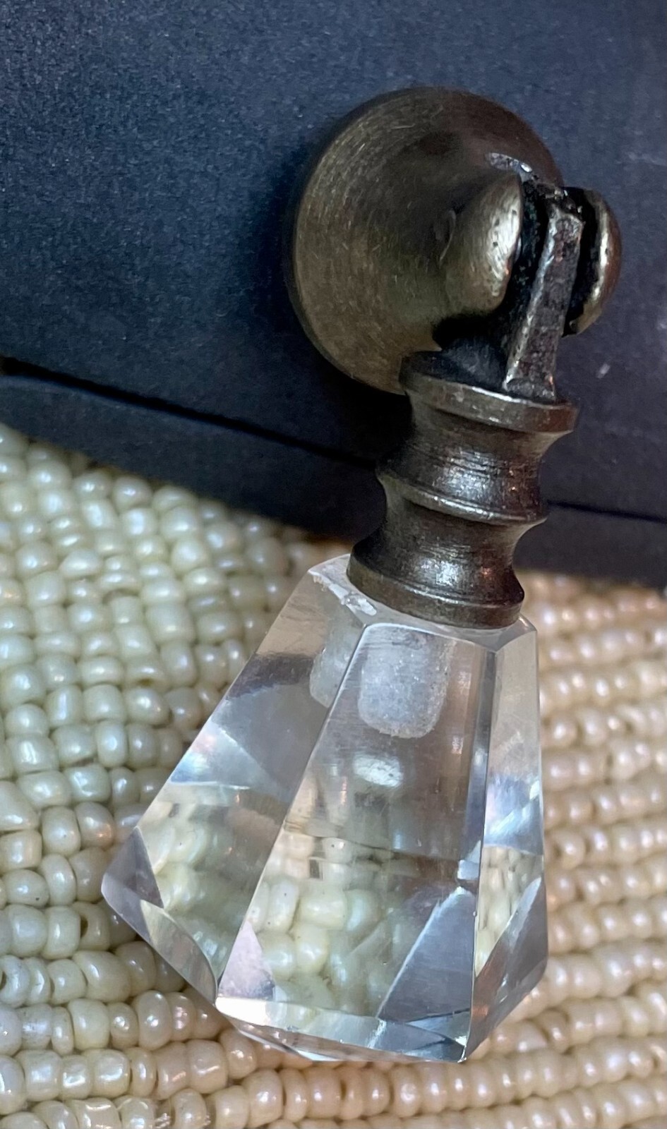 Prism Glass Teardrop Drawer Pull Handle Drop Hinged Knob Vintage-Brass Cabinet