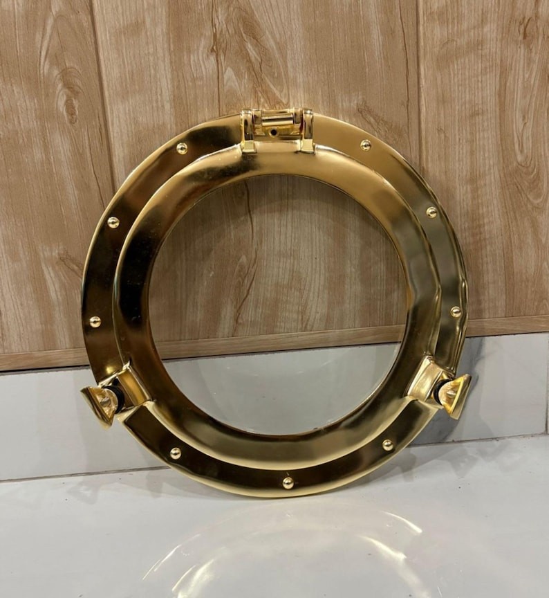 Handmade Aluminum Golden Finish 30 Inch Porthole Mirror Nautical Wall Decor Gift