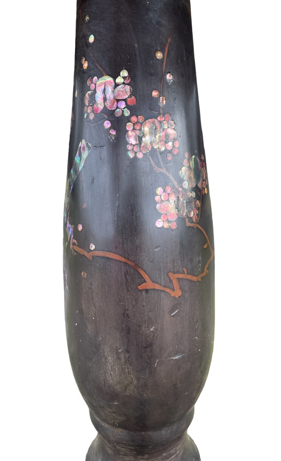 ANTIQUE EBONISED HAND PAINTED & MOTHER OF PEARL OCCASIONAL TABLE 19th CENTURY