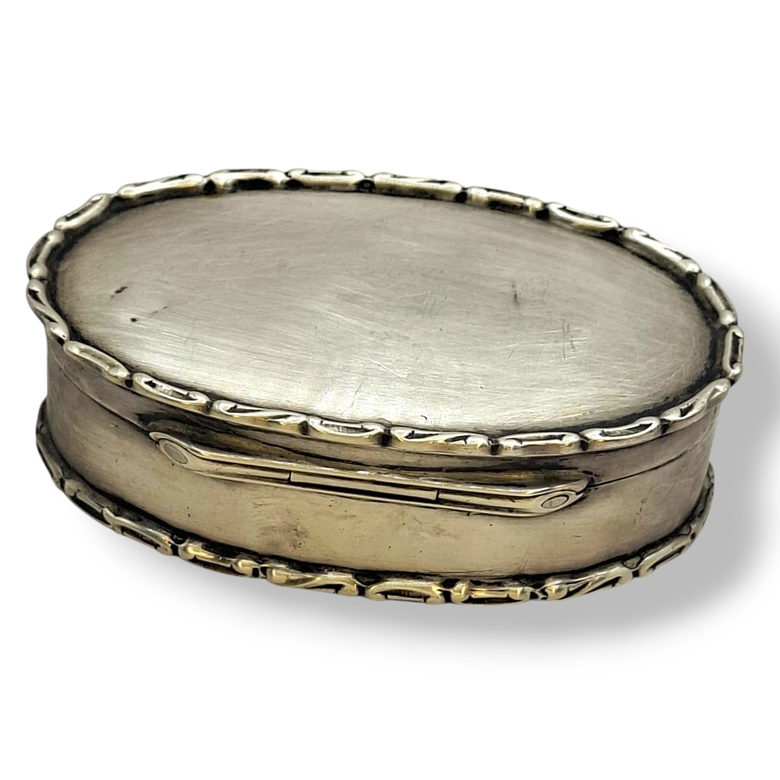 Antique 1908 Edwardian Sterling Silver Oval Box – E.S. Barnsley & Co., Birmingha