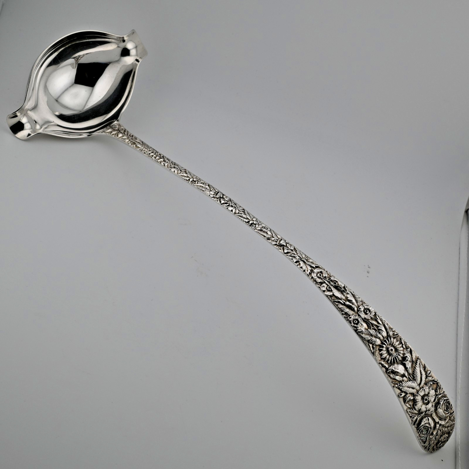 Sterling Silver S. Kirk & Son Repousse Punch Ladle 14 1/4″ Baltimore MD