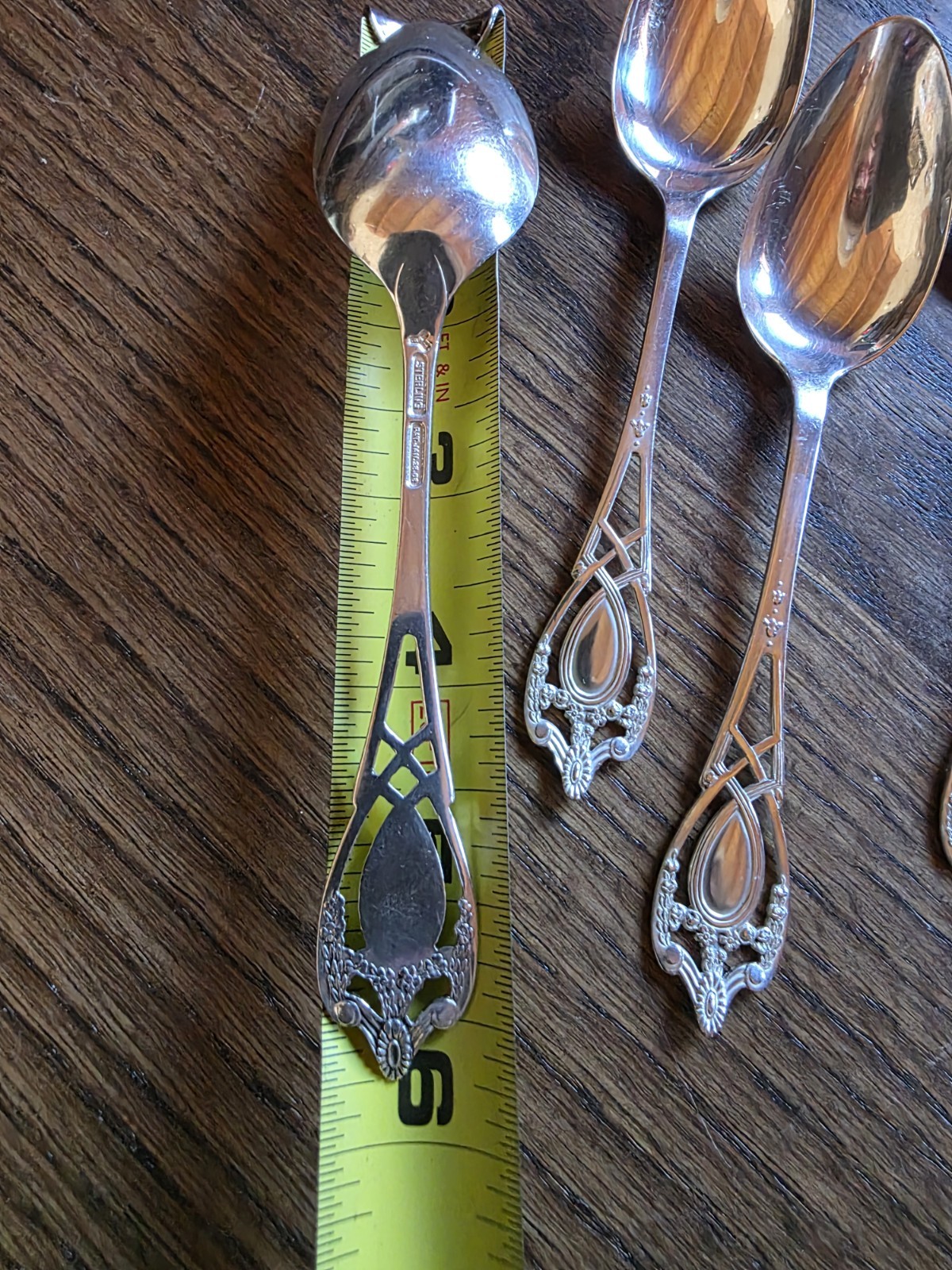 Antique 1908 Sterling Silver Monticello by Lunt Spoons Lot of 6 Two Sizes 98gr