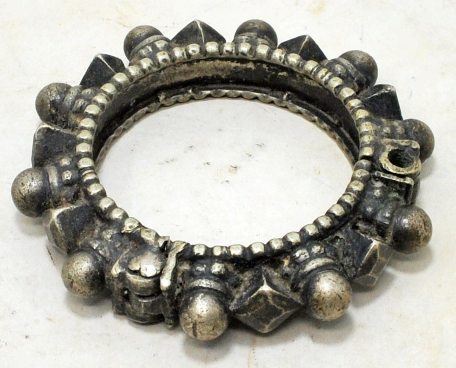 Antique Brass Round Baby Bracelet Original Old Hand Crafted Engraved