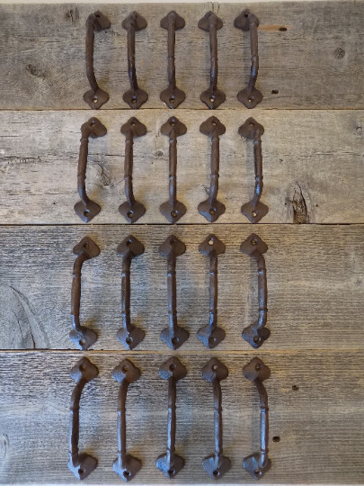 20 CAST IRON HANDLES RUSTIC DRAWER BIN PULLS 5 1/4″ LONG HOME DECOR KITCHEN